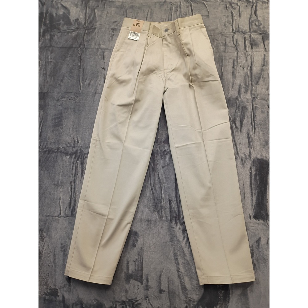 Lee Men Double Pleat‎ Khaki Relaxed Fit Tapered Leg Cotton Pants 29x30